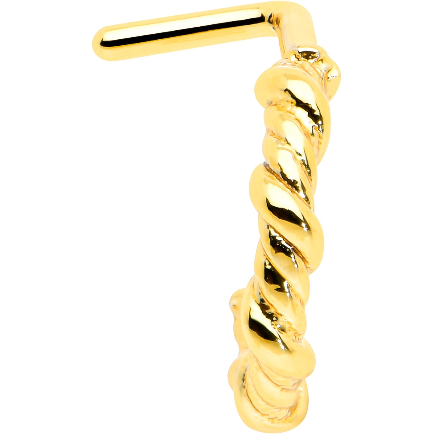 20G 1/4 Gold Tone Wicked Wire Faux Hoop L Shape Nose Ring