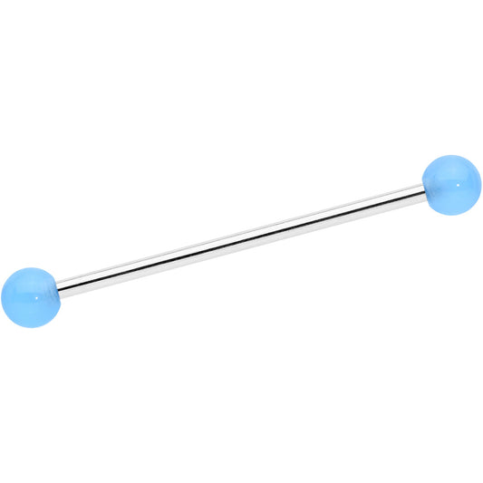 14G Baby Blue UV Glow Ends Industrial Barbell 31mm