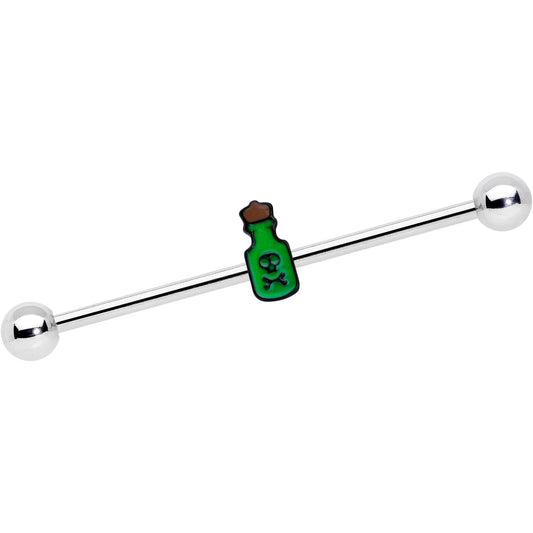 14G Poison Green Bottle Glow in the Dark Industrial Barbell 38mm