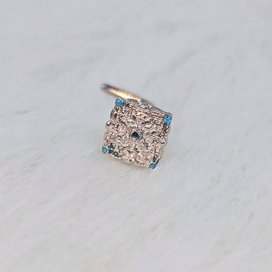 20G 7mm Lacy Rhombus Blue L-Shape Nose Ring