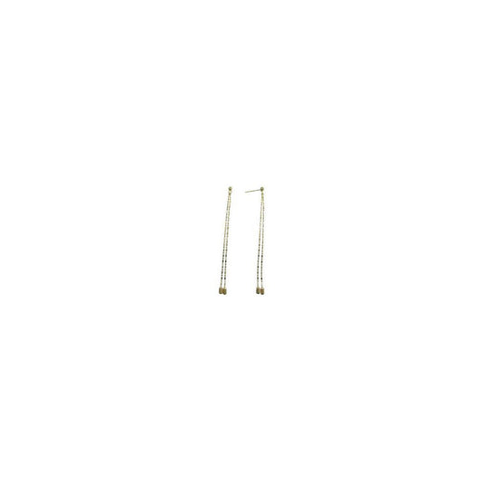 14k Yellow Gold Double Chain Dangle Earrings