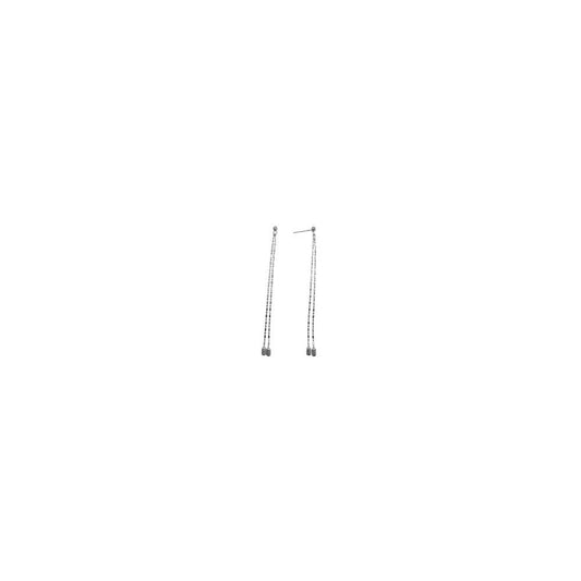14k White Gold Double Chain Dangle Earrings