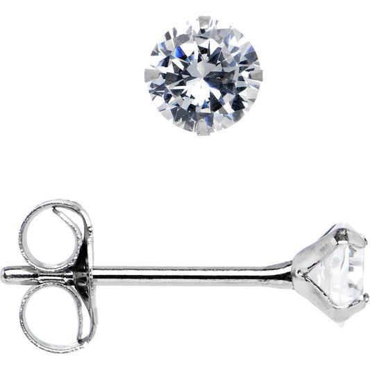 14k White Gold .06ct Cubic Zirconia Round Earrings