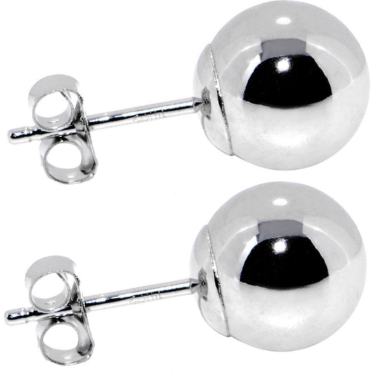 14k White Gold 7mm Ball Earrings
