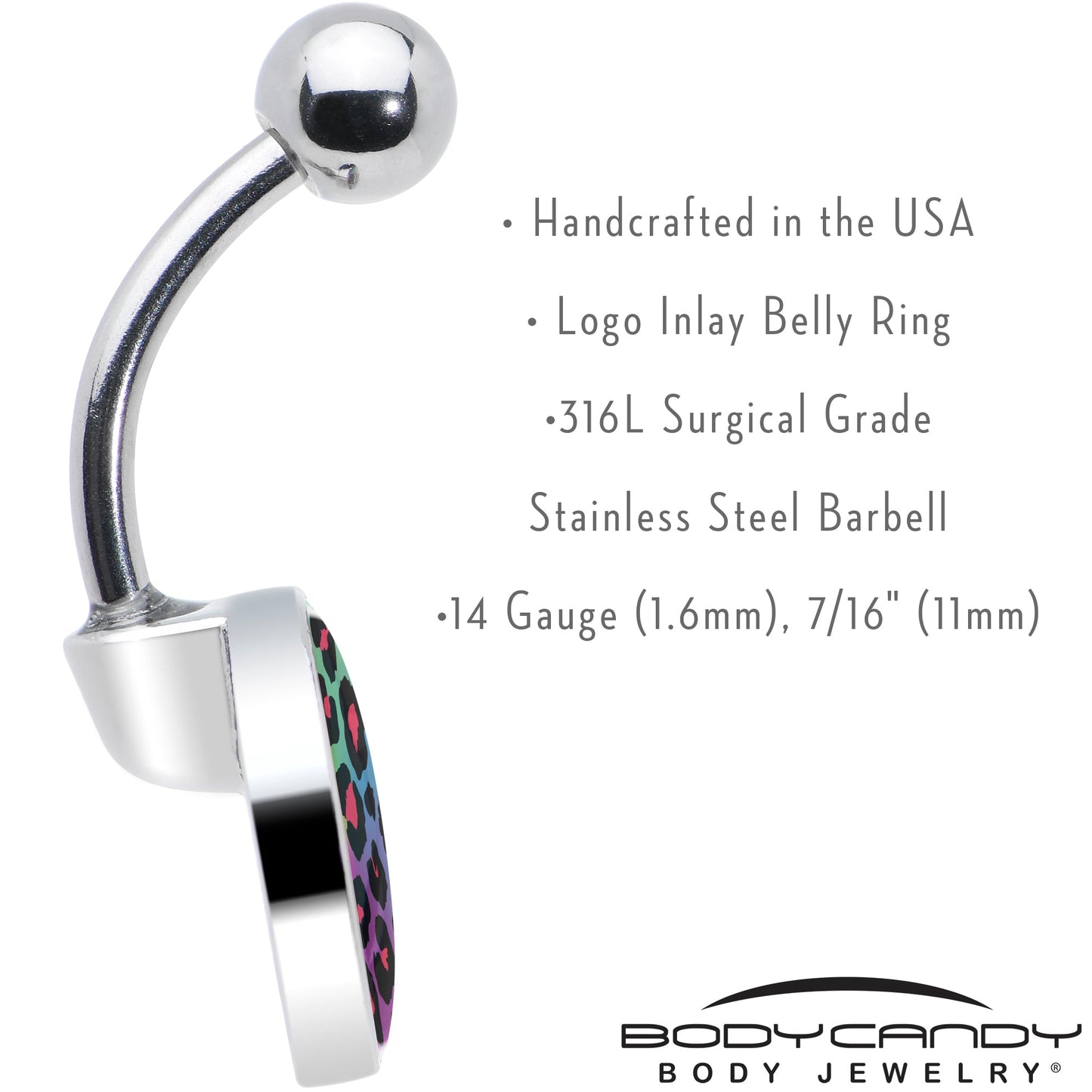 Rainbow Cheetah Print Belly Ring by Onyx O
