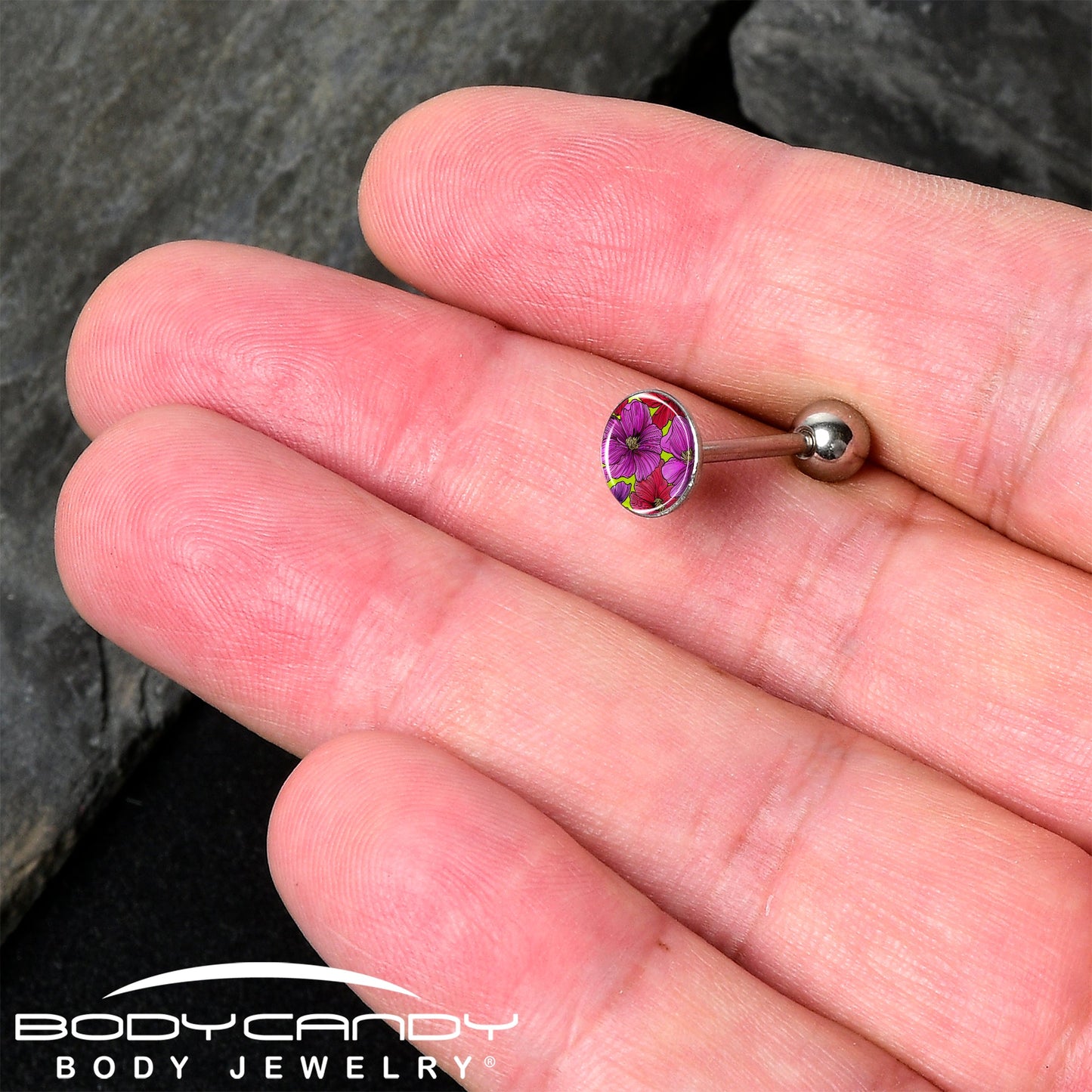 Blossom Creation Tropical Floral Flowers Barbell Tongue Ring by Onyx O