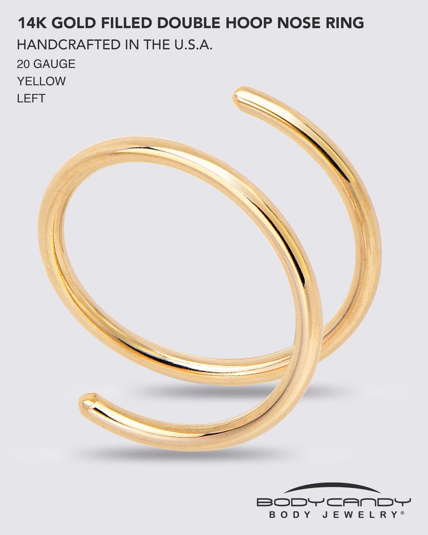 3Pack Double Hoop Nose 14k Gold Filled and 925 Silver Spiral Nose Rings 20G 8mm Left