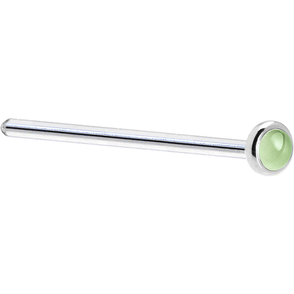 Solid 14K White Gold 2mm Genuine Peridot Nose Ring
