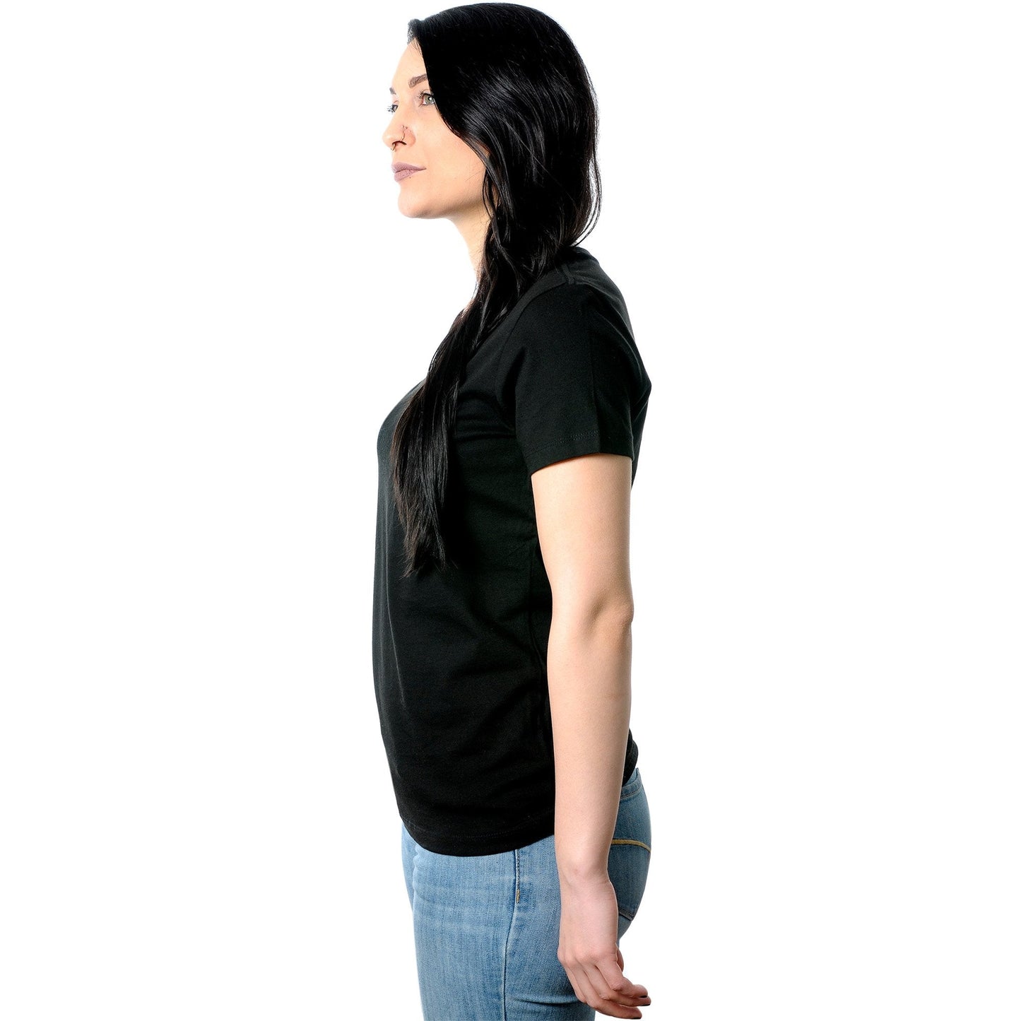 Self Love Club Black Tapered V-Neck Tee Shirt