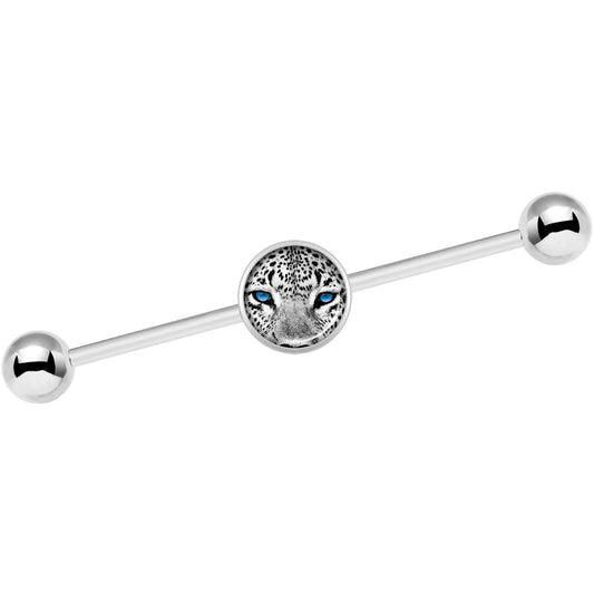 14G Black White Leopard Eyes Industrial Barbell 37mm