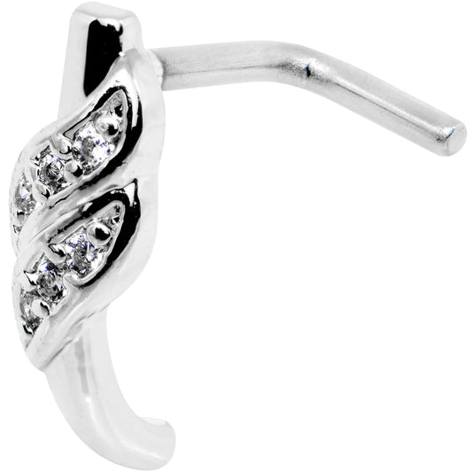 20G Clear CZ Swish Faux Hoop L Shaped Nose Ring