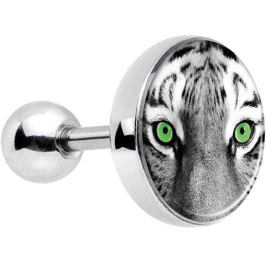 16G 1/4 Black White Tiger Eyes Tragus Cartilage Earring