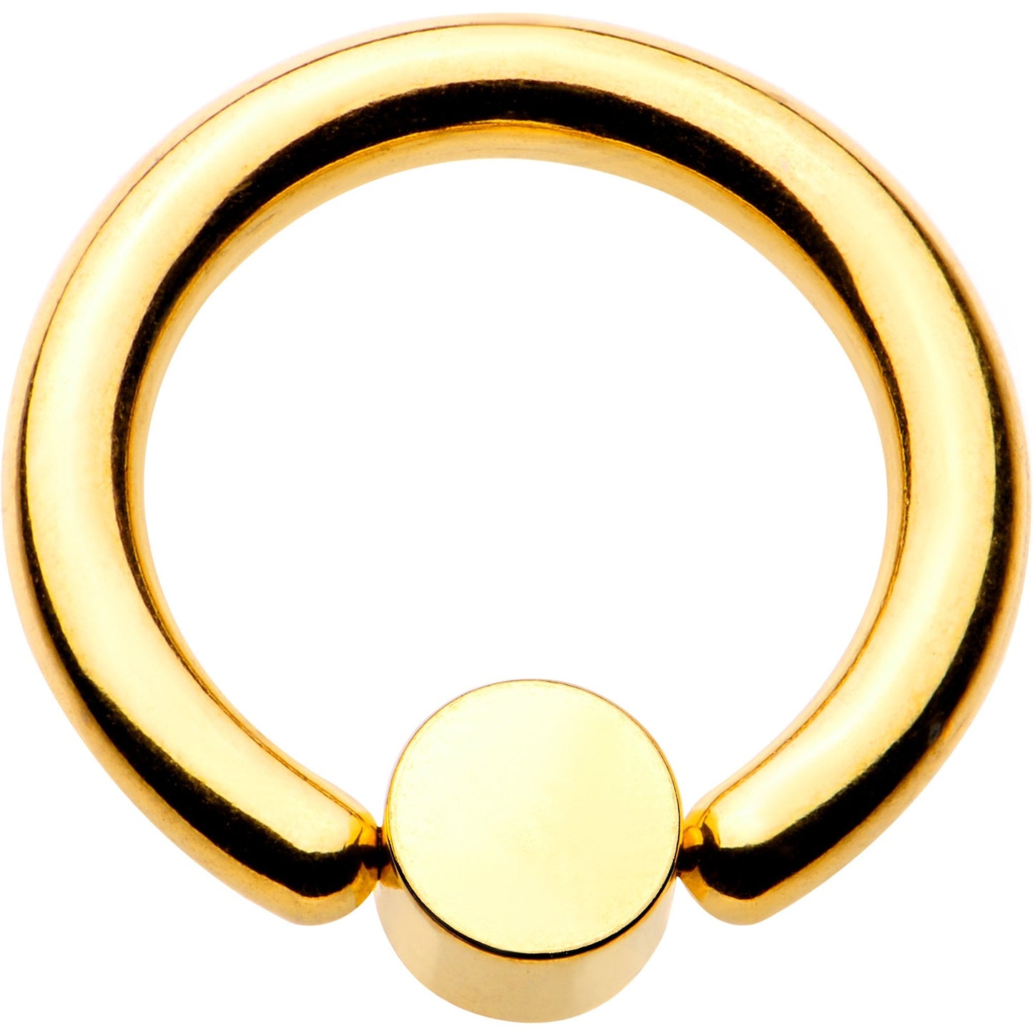 10G 1/2 Clear Gem 5mm Disc Gold IP BCR Captive Ring