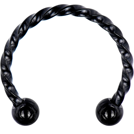 16G 1/2 Black Seriously Twisted Horseshoe Circular Barbell